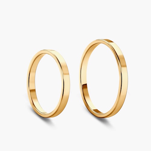 Obrączki ślubne: złote, płaskie, 2 mm